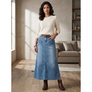 Cato Blue Denim Maxi Skirt